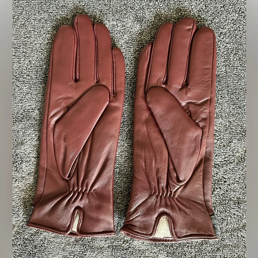 QOF Winter Genuine Leather Gloves for Women, Cashmere Lined, Medium - Picture 3 of 6